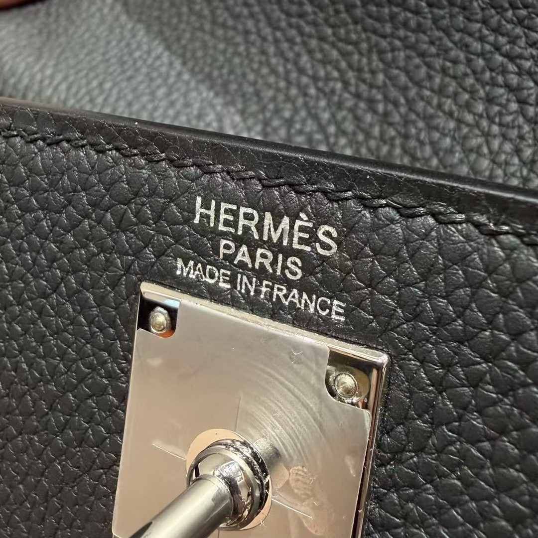 Hermes Kelly Ado Backpack Handmade In Togo Calfskin Leather Sliver Hardware 89 Noir - Image 15
