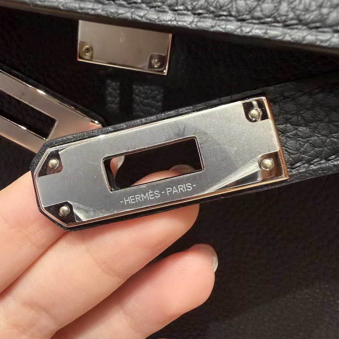 Hermes Kelly Ado Backpack Handmade In Togo Calfskin Leather Sliver Hardware 89 Noir - Image 14