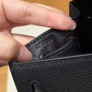 Hermes Kelly Ado Backpack Handmade In Togo Calfskin Leather Sliver Hardware 89 Noir - Image 13