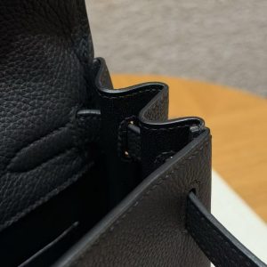 Hermes Kelly Ado Backpack Handmade In Togo Calfskin Leather Sliver Hardware 89 Noir - Image 9