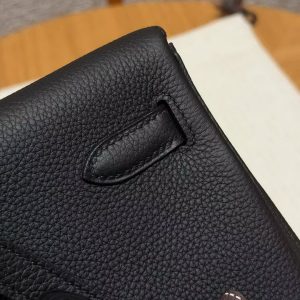 Hermes Kelly Ado Backpack Handmade In Togo Calfskin Leather Sliver Hardware 89 Noir - Image 7