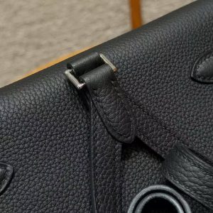 Hermes Kelly Ado Backpack Handmade In Togo Calfskin Leather Sliver Hardware 89 Noir - Image 6