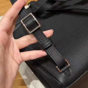 Hermes Kelly Ado Backpack Handmade In Togo Calfskin Leather Sliver Hardware 89 Noir - Image 3