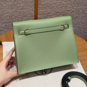 Hermes Kelly Danse 22 Bag Handmade In Evercolor Calfskin Leather Gold Hardware 3i Vert Criquent - Image 2