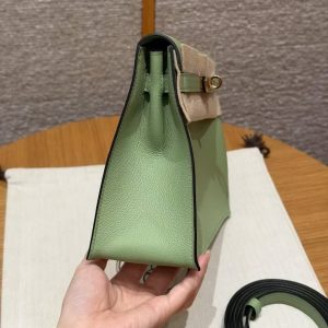 Hermes Kelly Danse 22 Bag Handmade In Evercolor Calfskin Leather Gold Hardware 3i Vert Criquent - Image 20