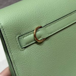Hermes Kelly Danse 22 Bag Handmade In Evercolor Calfskin Leather Gold Hardware 3i Vert Criquent - Image 8