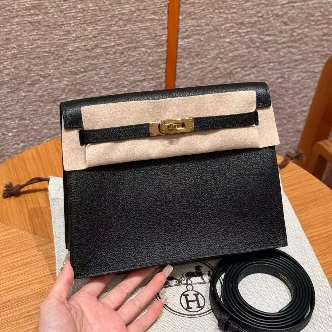 Hermes Kelly Danse 22 Bag Handmade In Evercolor Calfskin Leather Gold Hardware 89 Noir