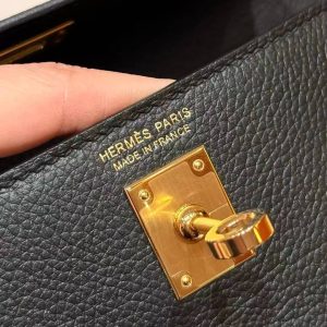 Hermes Kelly Danse 22 Bag Handmade In Evercolor Calfskin Leather Gold Hardware 89 Noir - Image 13