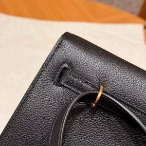 Hermes Kelly Danse 22 Bag Handmade In Evercolor Calfskin Leather Gold Hardware 89 Noir - Image 5
