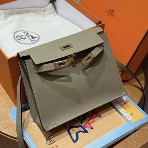 Hermes Kelly Danse 22 Bag Handmade In Evercolor Calfskin Leather Gold Hardware 8Q Beige Marfa - Image 10