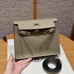 Hermes Kelly Danse 22 Bag Handmade In Evercolor Calfskin Leather Gold Hardware 8Q Beige Marfa - Image 9