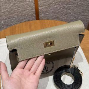 Hermes Kelly Danse 22 Bag Handmade In Evercolor Calfskin Leather Gold Hardware 8Q Beige Marfa - Image 8