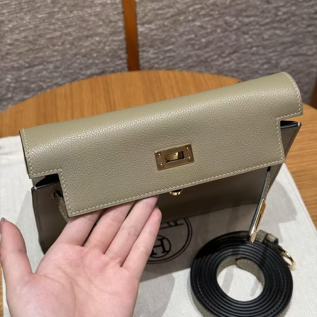 Hermes Kelly Danse 22 Bag Handmade In Evercolor Calfskin Leather Gold Hardware 8Q Beige Marfa - Image 8