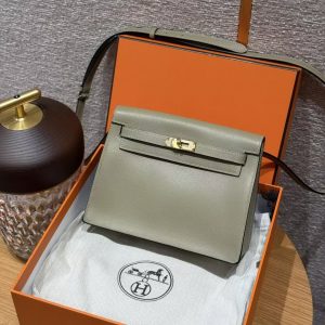Hermes Kelly Danse 22 Bag Handmade In Evercolor Calfskin Leather Gold Hardware 8Q Beige Marfa - Image 3