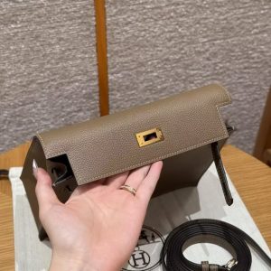 Hermes Kelly Danse 22 Bag Handmade In Evercolor Calfskin Leather Gold Hardware D0 Beige de Weimar - Image 19