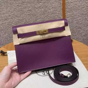 Hermes Kelly Danse 22 Bag Handmade In Evercolor Calfskin Leather Gold Hardware P9 Anemone