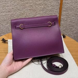 Hermes Kelly Danse 22 Bag Handmade In Evercolor Calfskin Leather Gold Hardware P9 Anemone - Image 2