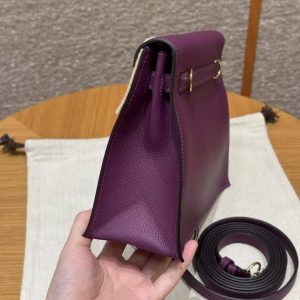 Hermes Kelly Danse 22 Bag Handmade In Evercolor Calfskin Leather Gold Hardware P9 Anemone - Image 19