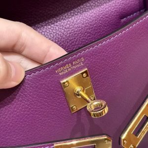 Hermes Kelly Danse 22 Bag Handmade In Evercolor Calfskin Leather Gold Hardware P9 Anemone - Image 15