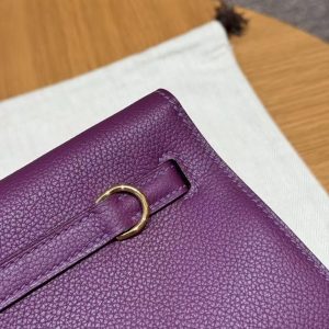 Hermes Kelly Danse 22 Bag Handmade In Evercolor Calfskin Leather Gold Hardware P9 Anemone - Image 14