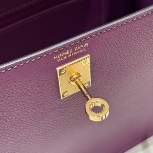 Hermes Kelly Danse 22 Bag Handmade In Evercolor Calfskin Leather Gold Hardware P9 Anemone - Image 10