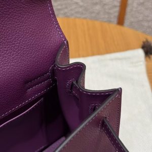 Hermes Kelly Danse 22 Bag Handmade In Evercolor Calfskin Leather Gold Hardware P9 Anemone - Image 7
