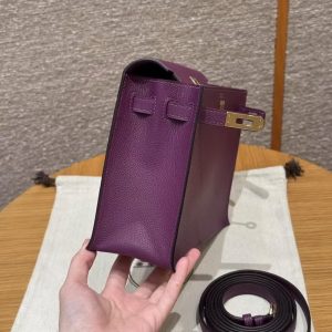 Hermes Kelly Danse 22 Bag Handmade In Evercolor Calfskin Leather Gold Hardware P9 Anemone - Image 6
