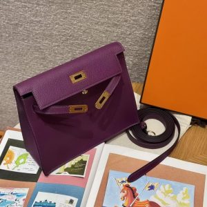 Hermes Kelly Danse 22 Bag Handmade In Evercolor Calfskin Leather Gold Hardware P9 Anemone - Image 3