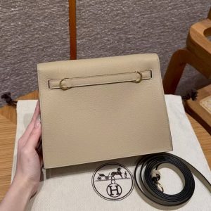 Hermes Kelly Danse 22 Bag Handmade In Evercolor Calfskin Leather Gold Hardware S2 Trench - Image 2