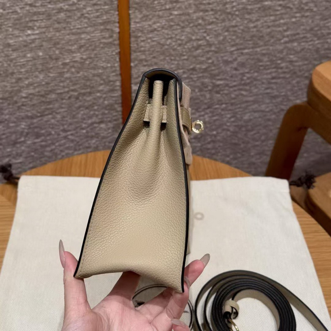 Hermes Kelly Danse 22 Bag Handmade In Evercolor Calfskin Leather Gold Hardware S2 Trench - Image 27