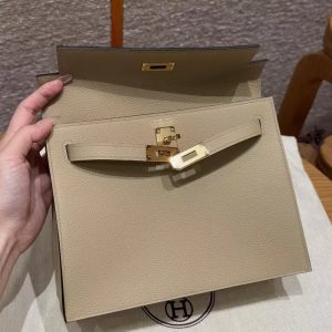 Hermes Kelly Danse 22 Bag Handmade In Evercolor Calfskin Leather Gold Hardware S2 Trench - Image 23