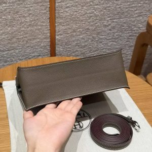 Hermes Kelly Danse 22 Bag Handmade In Evercolor Calfskin Leather Silver Hardware 18 Etoupe - Image 18