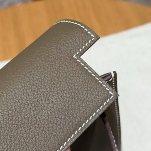 Hermes Kelly Danse 22 Bag Handmade In Evercolor Calfskin Leather Silver Hardware 18 Etoupe - Image 10