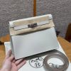 Hermes Kelly Danse 22 Bag Handmade In Evercolor Calfskin Leather Silver Hardware 80 Pearl Gray
