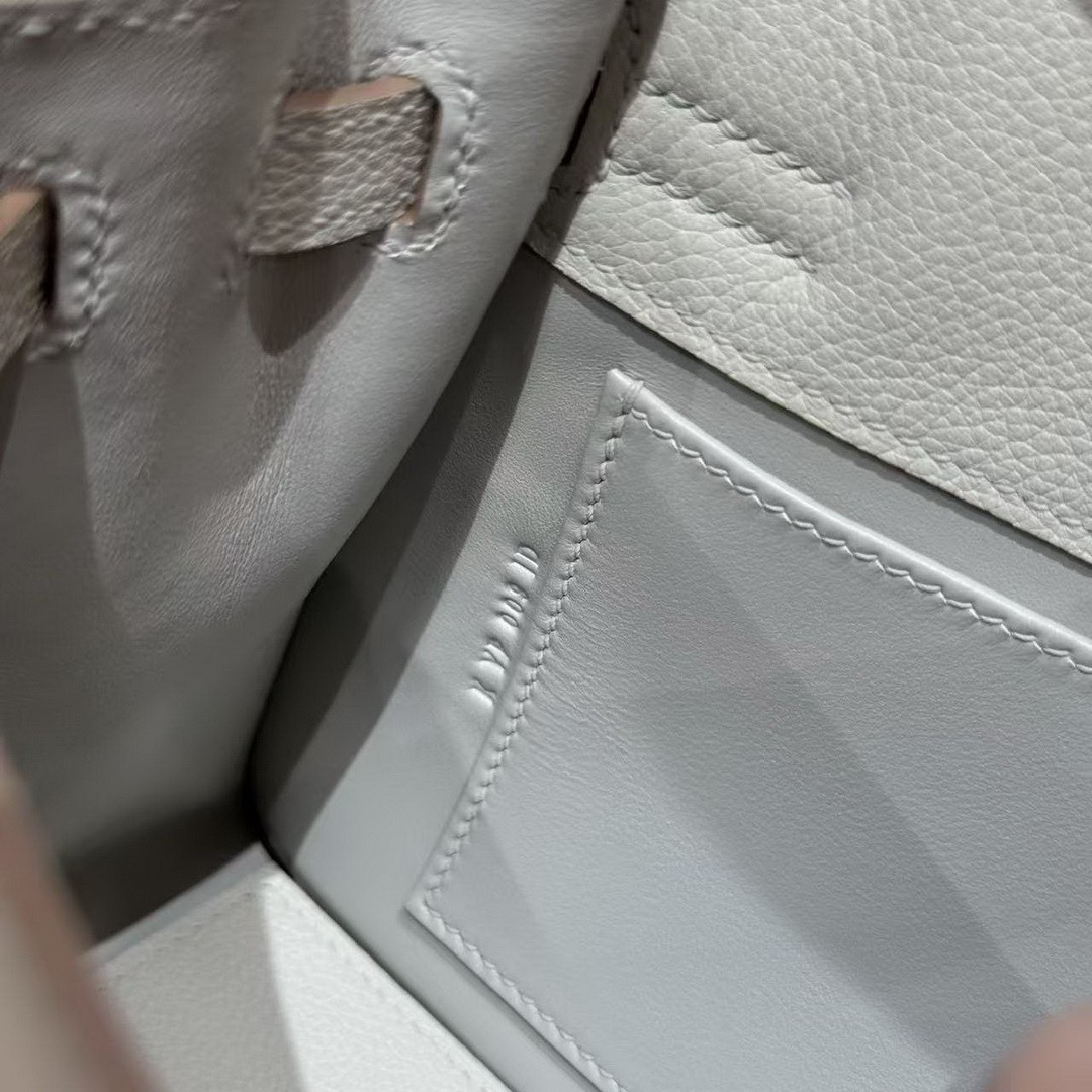 Hermes Kelly Danse 22 Bag Handmade In Evercolor Calfskin Leather Silver Hardware 80 Pearl Gray - Image 20