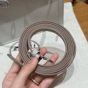 Hermes Kelly Danse 22 Bag Handmade In Evercolor Calfskin Leather Silver Hardware 80 Pearl Gray - Image 6