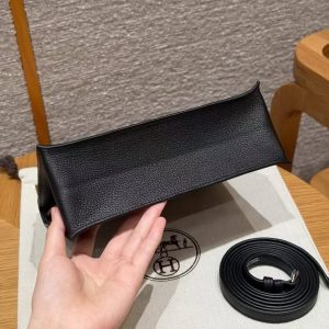 Hermes Kelly Danse 22 Bag Handmade In Evercolor Calfskin Leather Silver Hardware 89 Noir - Image 13