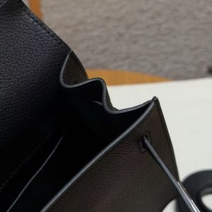 Hermes Kelly Danse 22 Bag Handmade In Evercolor Calfskin Leather Silver Hardware 89 Noir - Image 7
