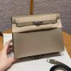 Hermes Kelly Danse 22 Bag Handmade In Evercolor Calfskin Leather Silver Hardware 8Q Beige Marfa