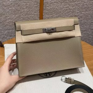 Hermes Kelly Danse 22 Bag Handmade In Evercolor Calfskin Leather Silver Hardware 8Q Beige Marfa