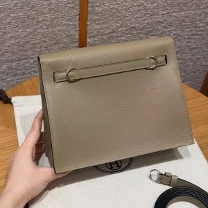 Hermes Kelly Danse 22 Bag Handmade In Evercolor Calfskin Leather Silver Hardware 8Q Beige Marfa - Image 2