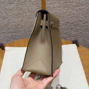Hermes Kelly Danse 22 Bag Handmade In Evercolor Calfskin Leather Silver Hardware 8Q Beige Marfa - Image 16