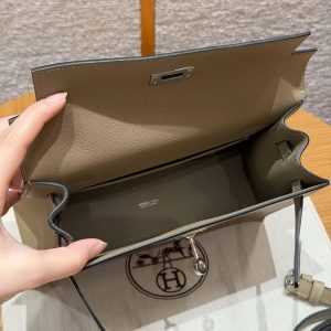 Hermes Kelly Danse 22 Bag Handmade In Evercolor Calfskin Leather Silver Hardware 8Q Beige Marfa - Image 14