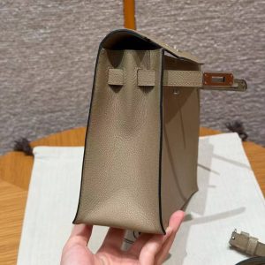 Hermes Kelly Danse 22 Bag Handmade In Evercolor Calfskin Leather Silver Hardware 8Q Beige Marfa - Image 10