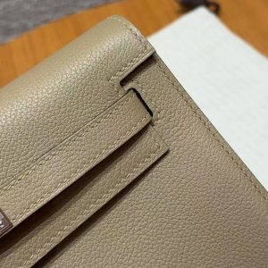 Hermes Kelly Danse 22 Bag Handmade In Evercolor Calfskin Leather Silver Hardware 8Q Beige Marfa - Image 9
