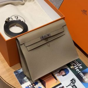 Hermes Kelly Danse 22 Bag Handmade In Evercolor Calfskin Leather Silver Hardware 8Q Beige Marfa - Image 3