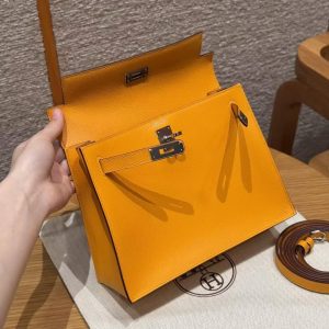 Hermes Kelly Danse 22 Bag Handmade In Evercolor Calfskin Leather Silver Hardware 9V Janne D’Or - Image 13