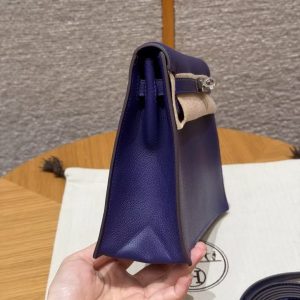 Hermes Kelly Danse 22 Bag Handmade In Evercolor Calfskin Leather Silver Hardware 9k lris - Image 21
