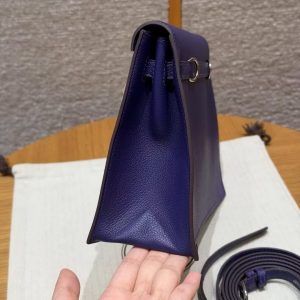 Hermes Kelly Danse 22 Bag Handmade In Evercolor Calfskin Leather Silver Hardware 9k lris - Image 20