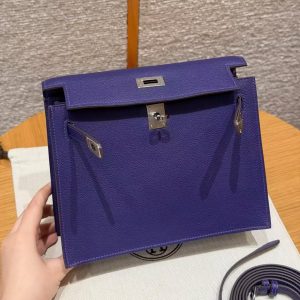 Hermes Kelly Danse 22 Bag Handmade In Evercolor Calfskin Leather Silver Hardware 9k lris - Image 14
